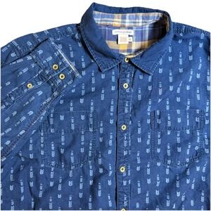 Carbon 2 Cobalt Shirt Men's XL Navy Blue Button Up Heavy Western Abstract Arrows